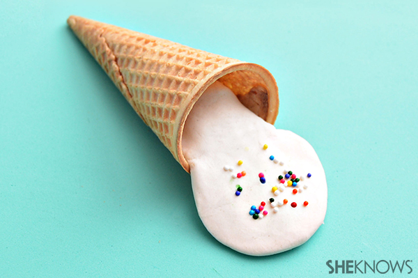 fake melted ice cream on a teal background