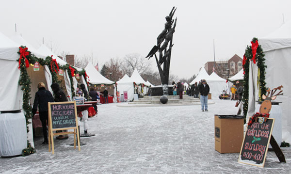 Vendor booths at birmingam winter markt