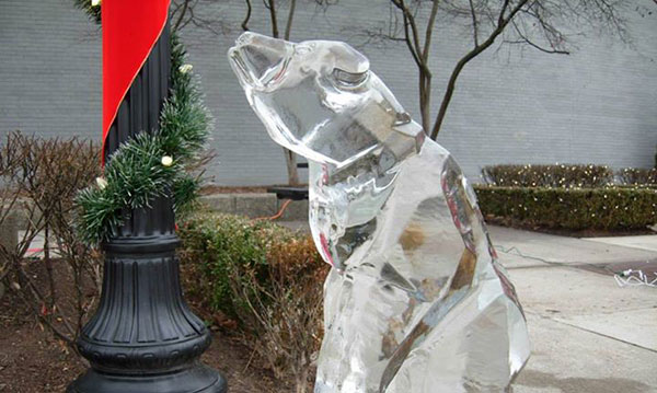 an ice sculpture at the holiday ice festival in Ferndale