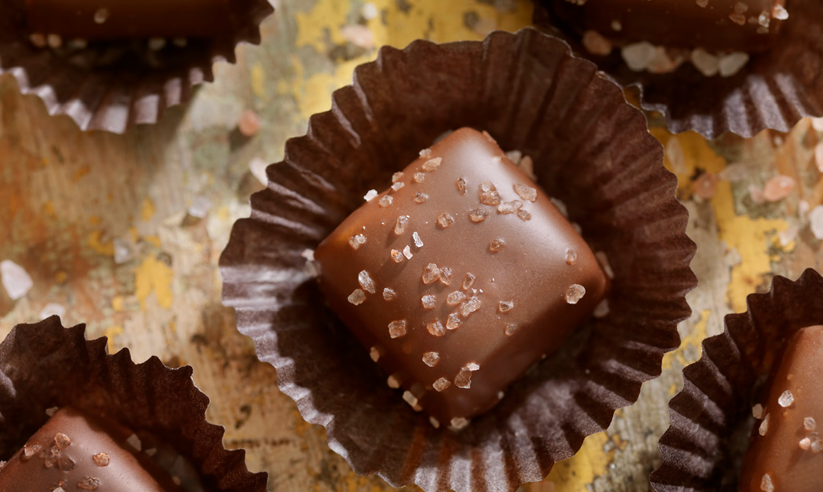Close up of a piece of chocolate