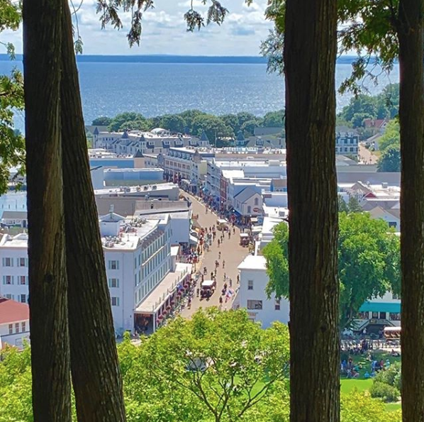 Mackincac island through the trees 