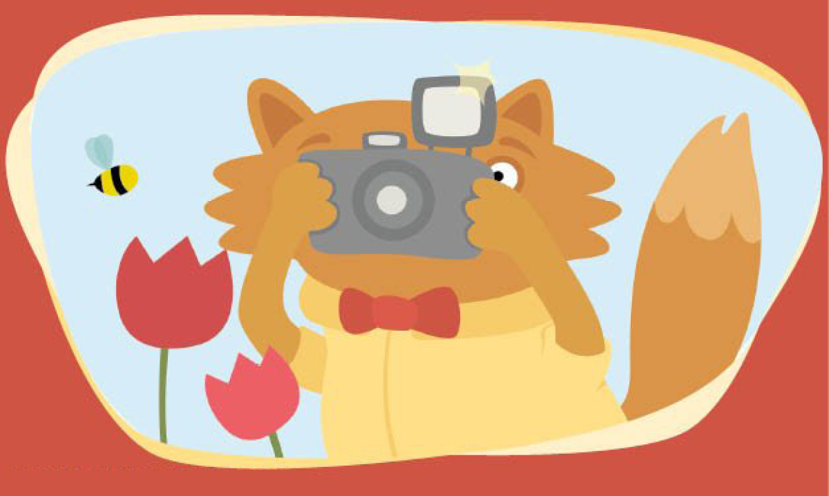 Illustration of a fox taking a picture