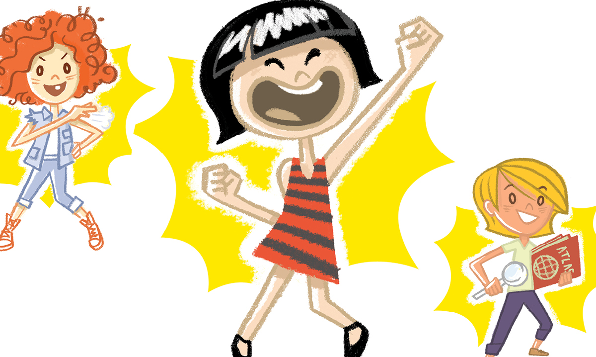 Illustration of three confident girls