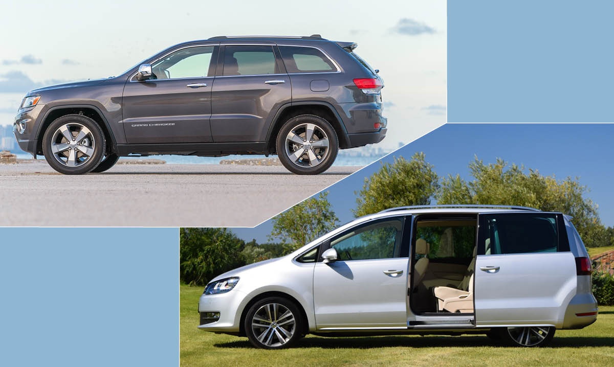 Collage of an SUV and minivan