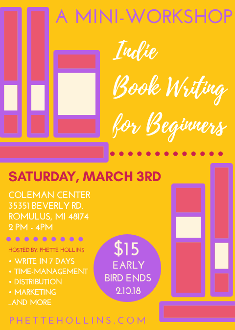 Indie Book Writing for Beginners at the Coleman TJ Community Center in Romulus