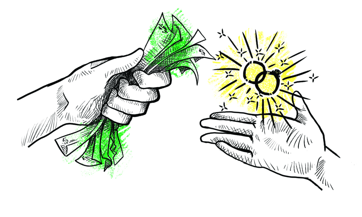 How Outsourcing Chores May Save Your Marriage Two hands reaching toward one another holding money