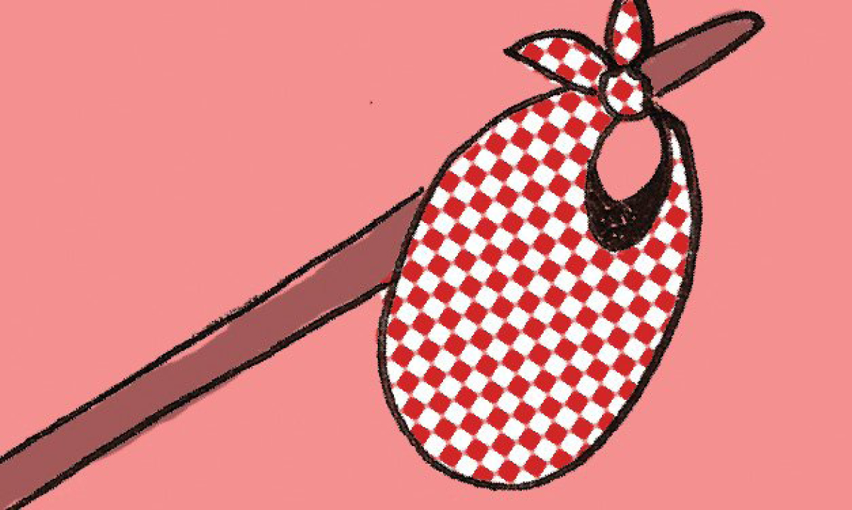 Illustration of a red and white checkered bindle