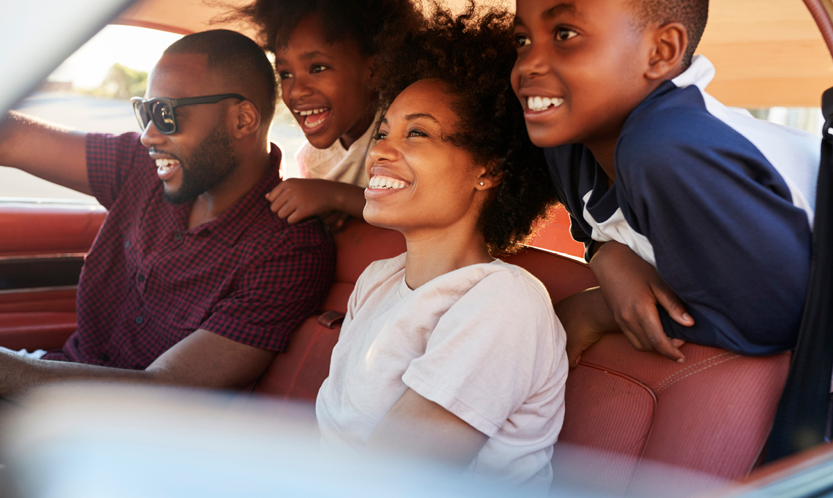 Family of four in a car