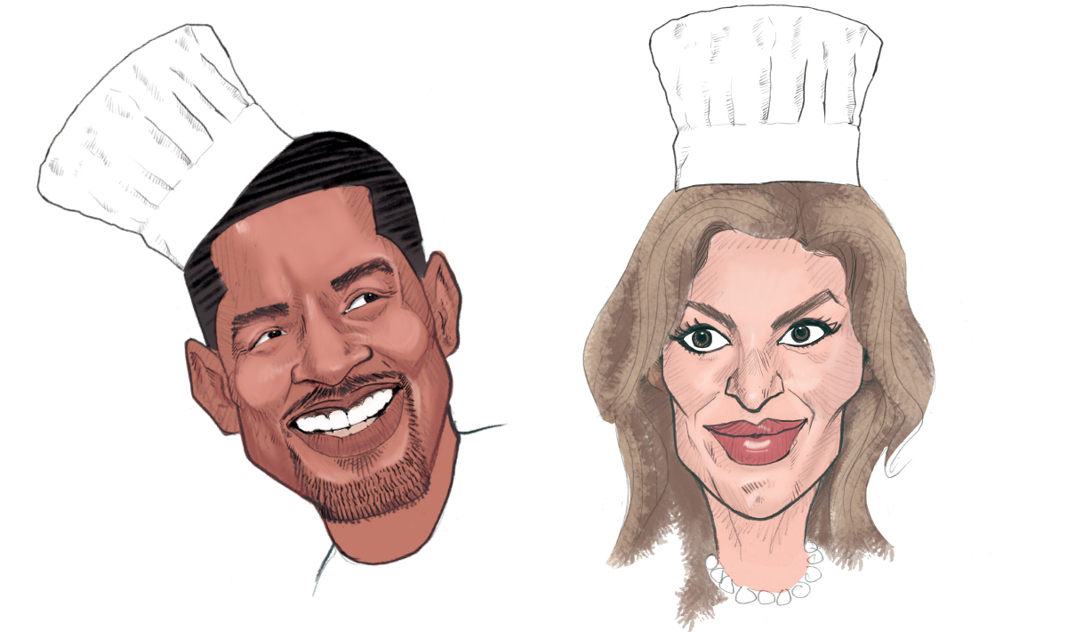 Will Smith and Gisele Bundchen in chef hats