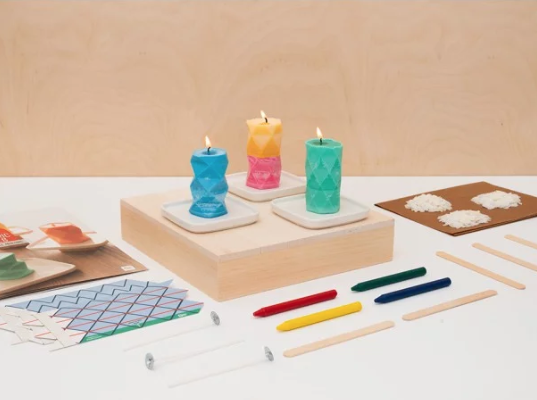 Geometry candles subscription box by Kiwico