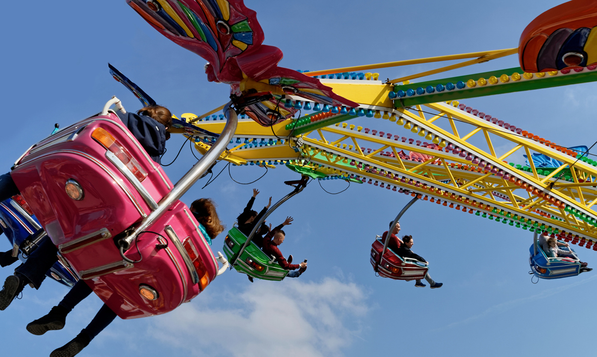 Bottom of a running carnival ride