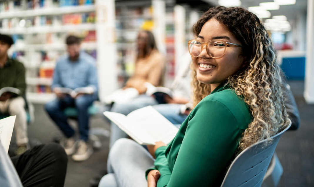 young university student woman at college