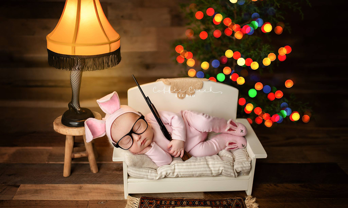 A Christmas Story themed baby photo shoot