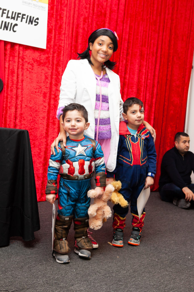 Doc McFluffins with two kids