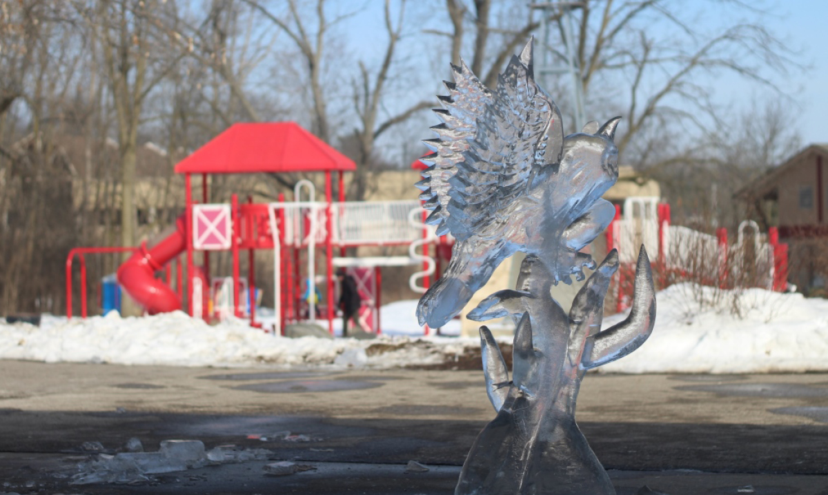 Ice Sculpture on display at County Farm Park