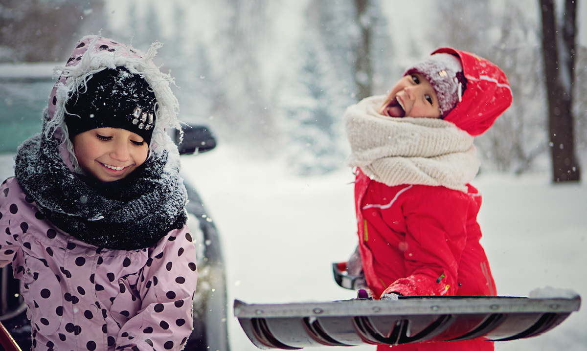 Teaching kids how to shovel snow