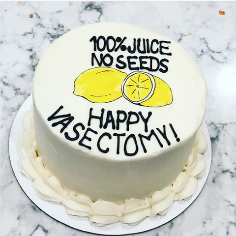 White vasectomy cake with lemons 