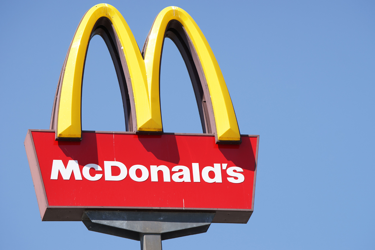 Sign for McDonald's on a blue background