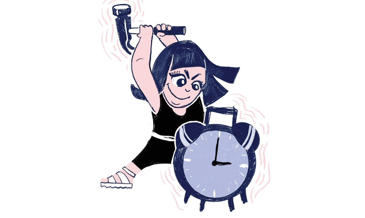 Threenager breaking a clock