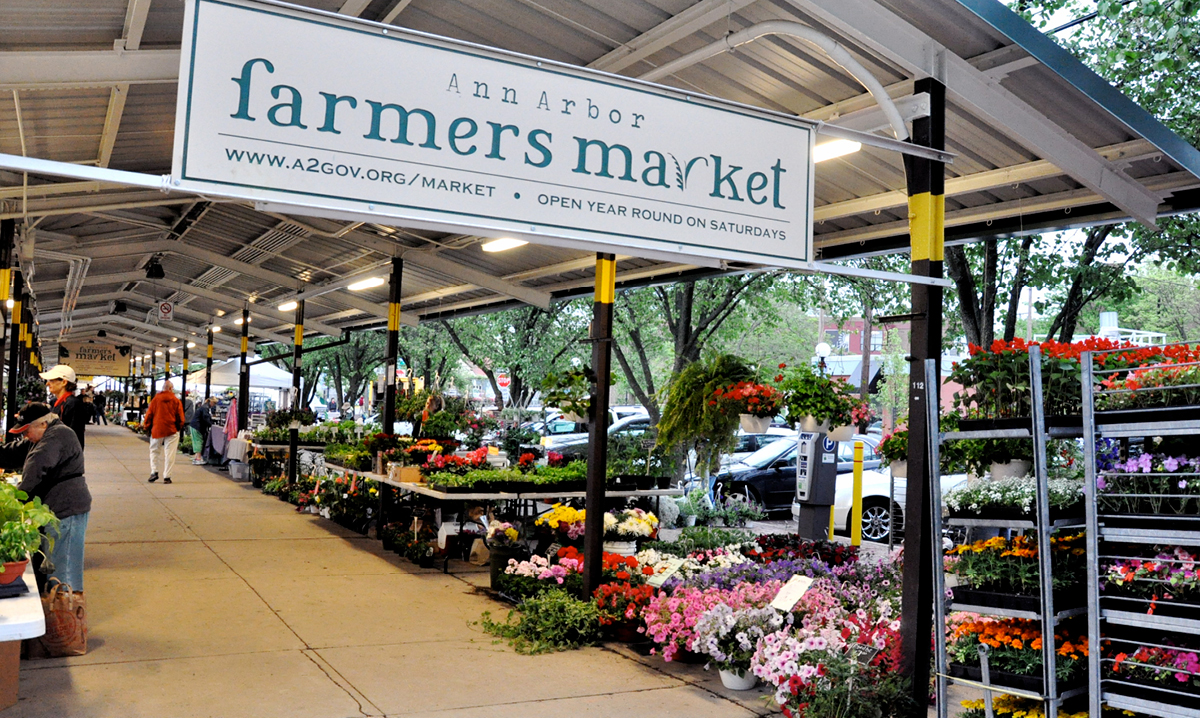Flower market at the Ann Arbor farmers market