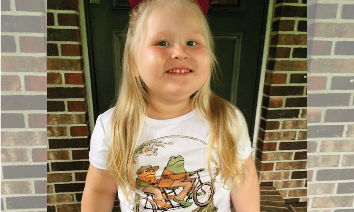 Kelsey Dawn Williamson's daughter Salem in the Frog and Toad shirt