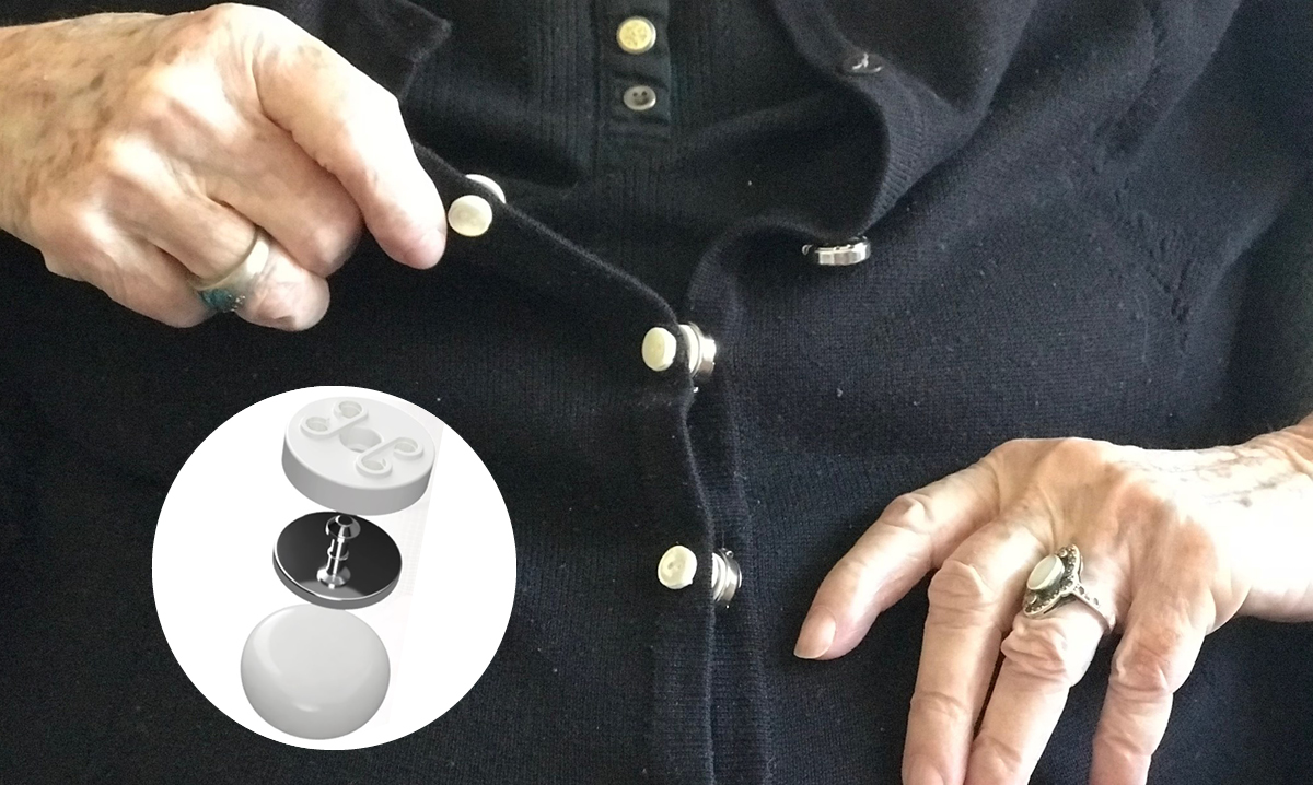 Close-up of the Buttons 2 Button clothing adaptor