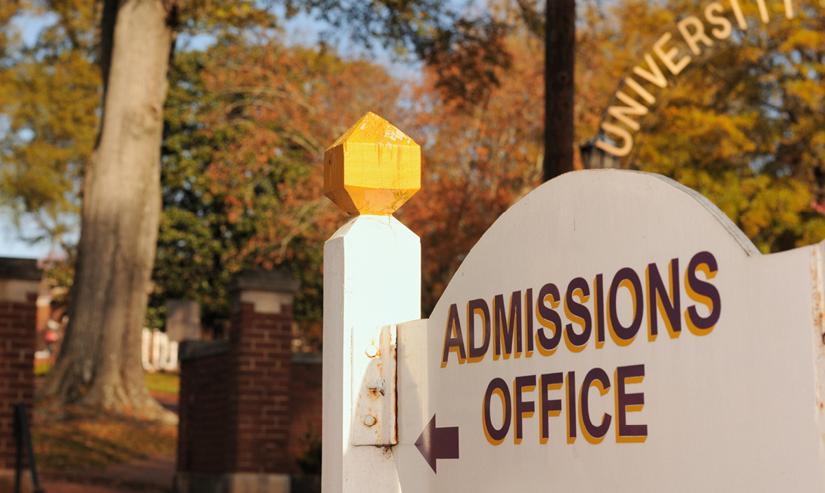 College admissions office on a university campus