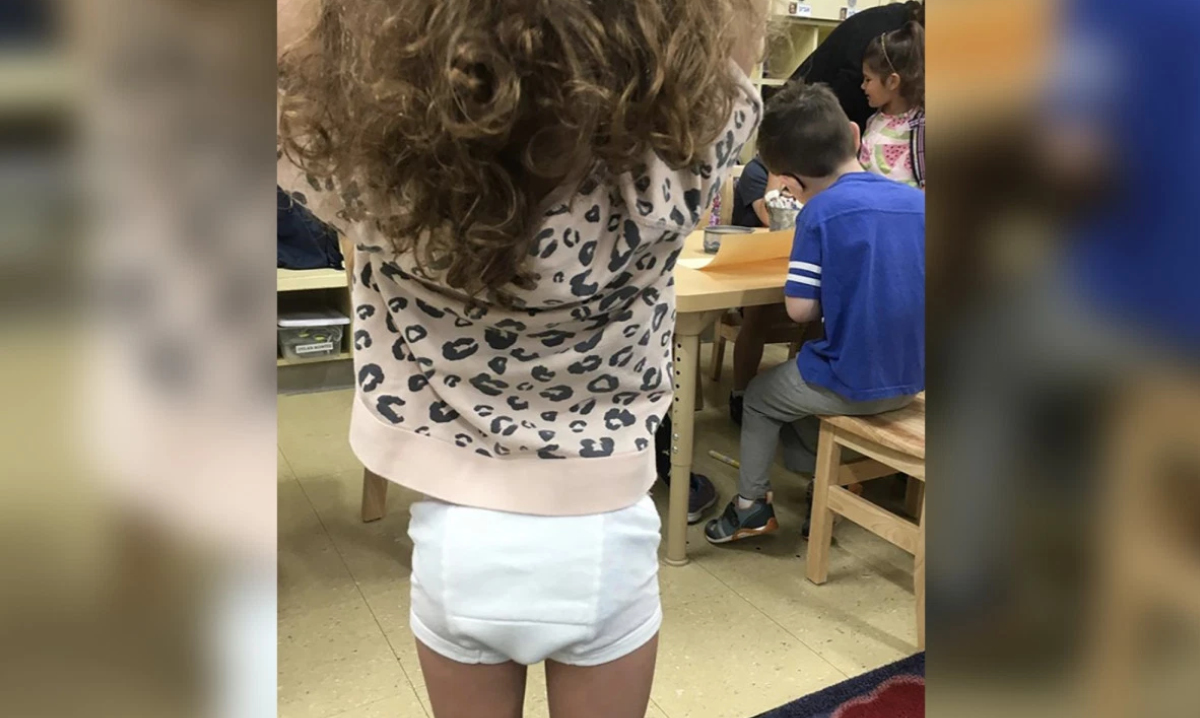 Girl wearing underpants to school