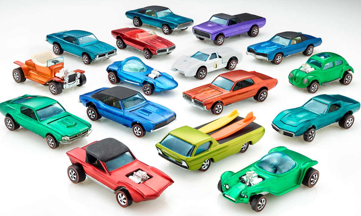 An array of Hot Wheels cars