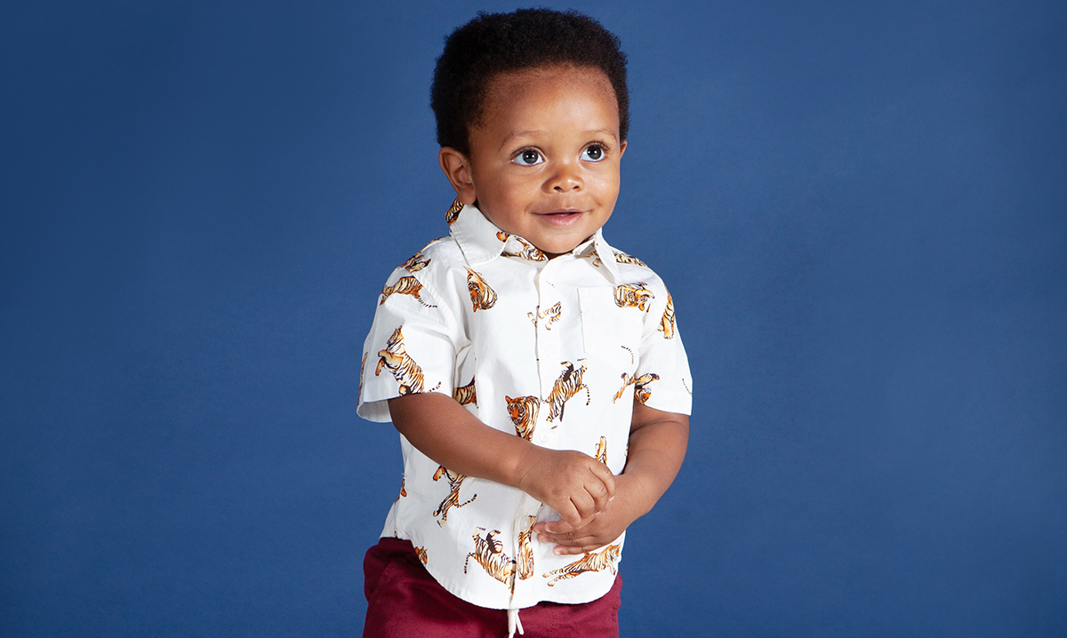 Little boy on a blue background