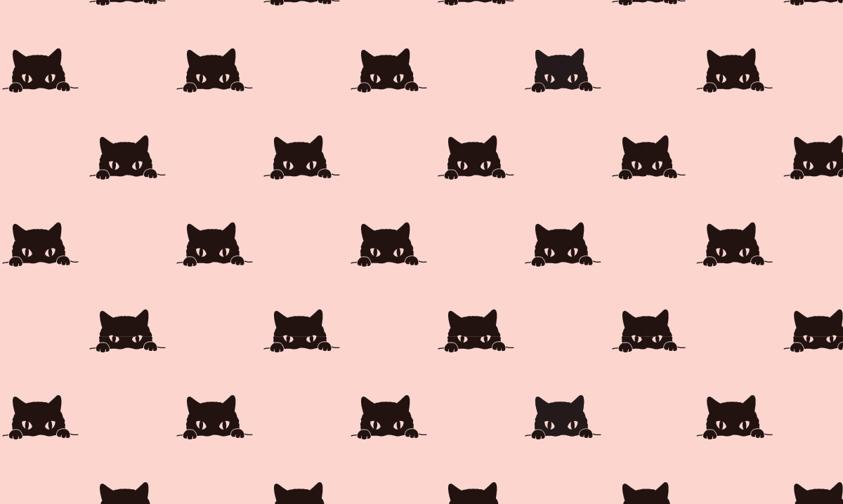 illustration of black cats on a light pink background