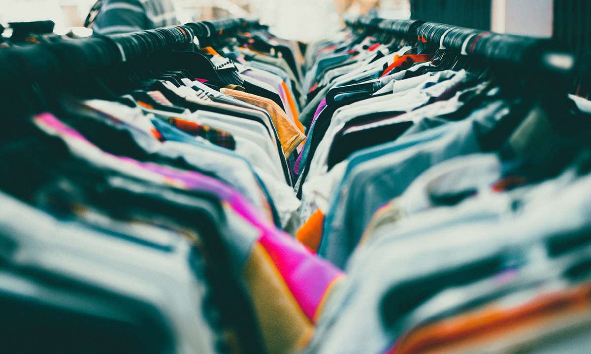 Two racks of clothing