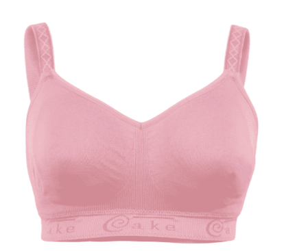 pink bra on white background