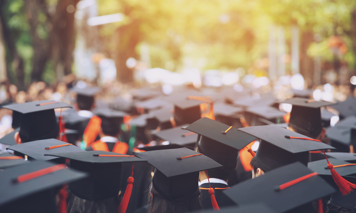 A group of graduation hats
