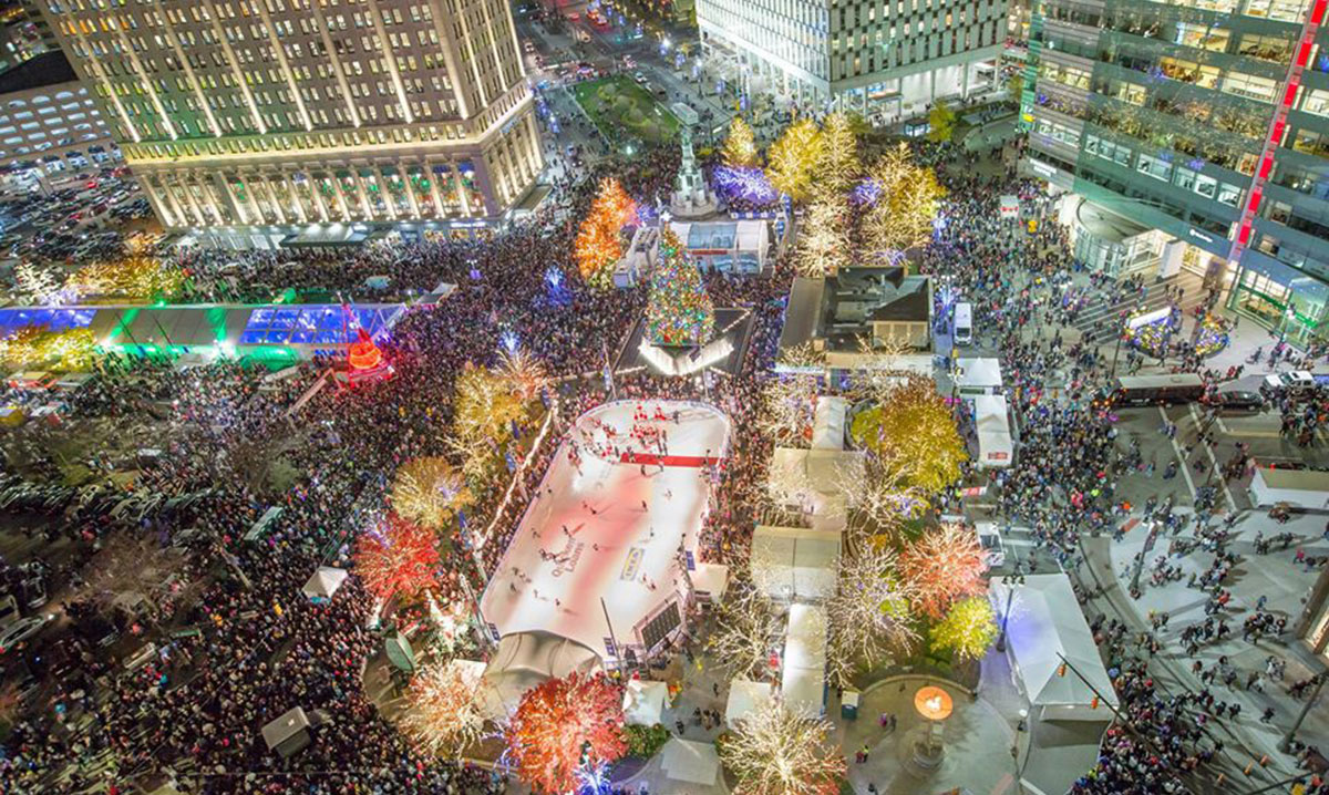Tree Lighting at the Rink at Campus Martius Park in Detroit