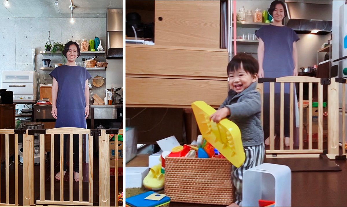 Cut out of woman with toddler