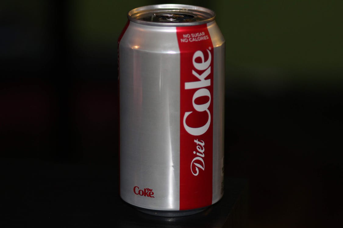 Can of diet coke on a dark background