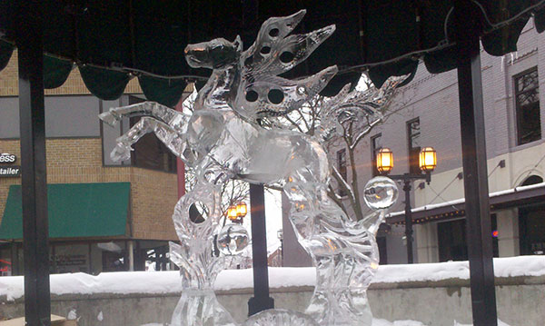 An ice carving on display