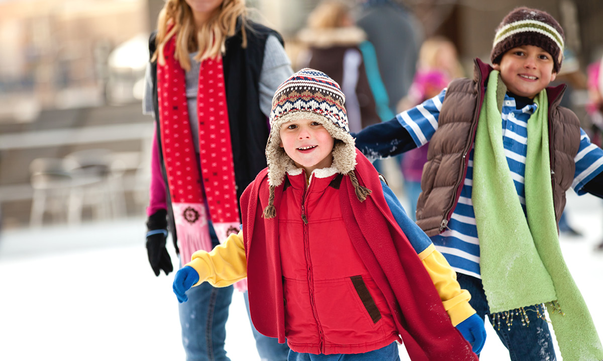 Kids ice skating