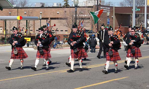Bag pipers at the Oakland County St. Patrick's Day Parade in Royal Oak