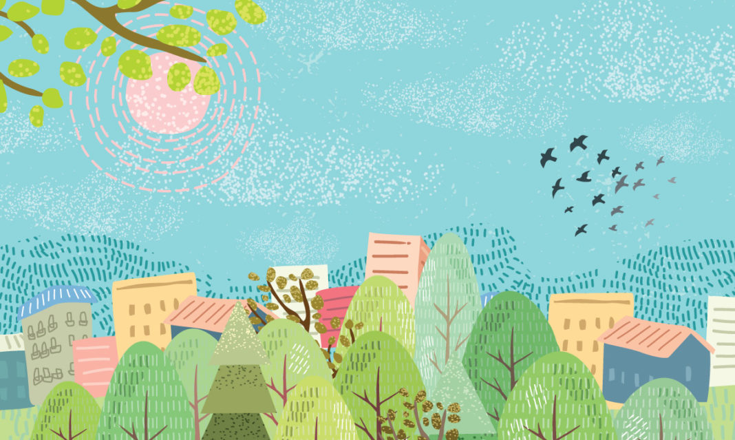 An illustration of a city