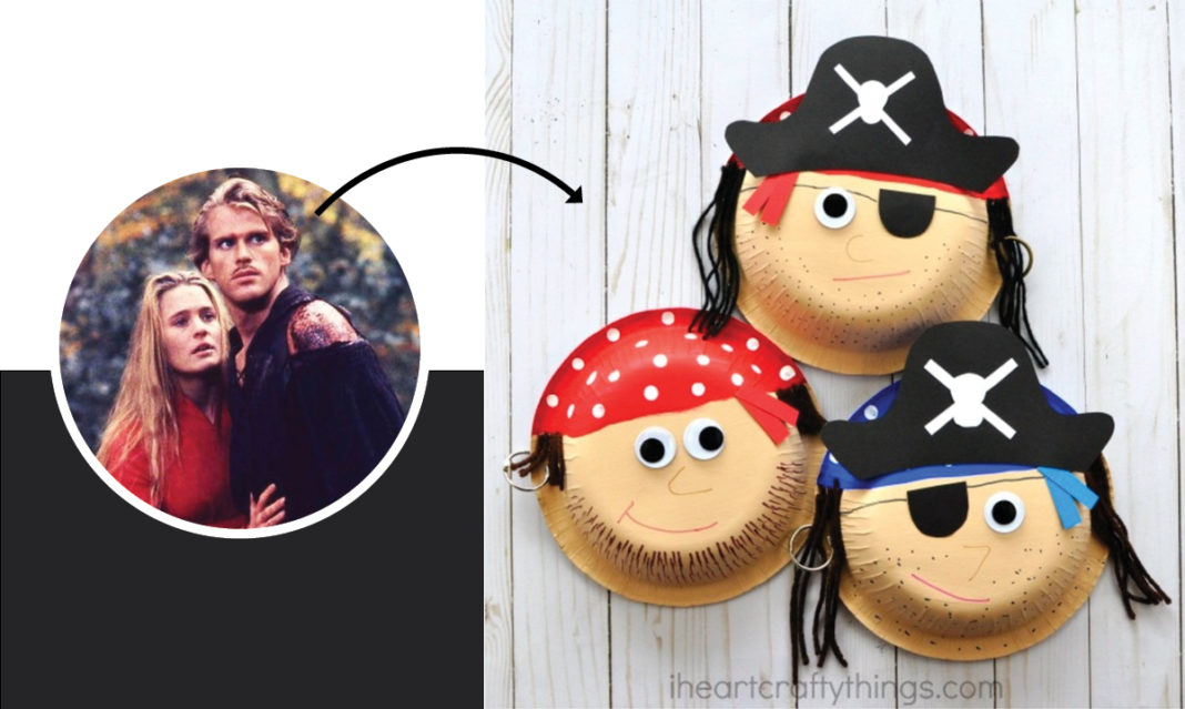 Image from The princess bride with an arrow pointing to a pirate craft