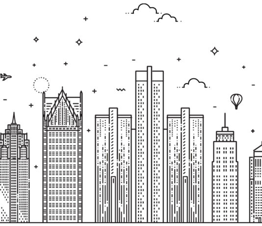 Illustration of the Detroit skyline