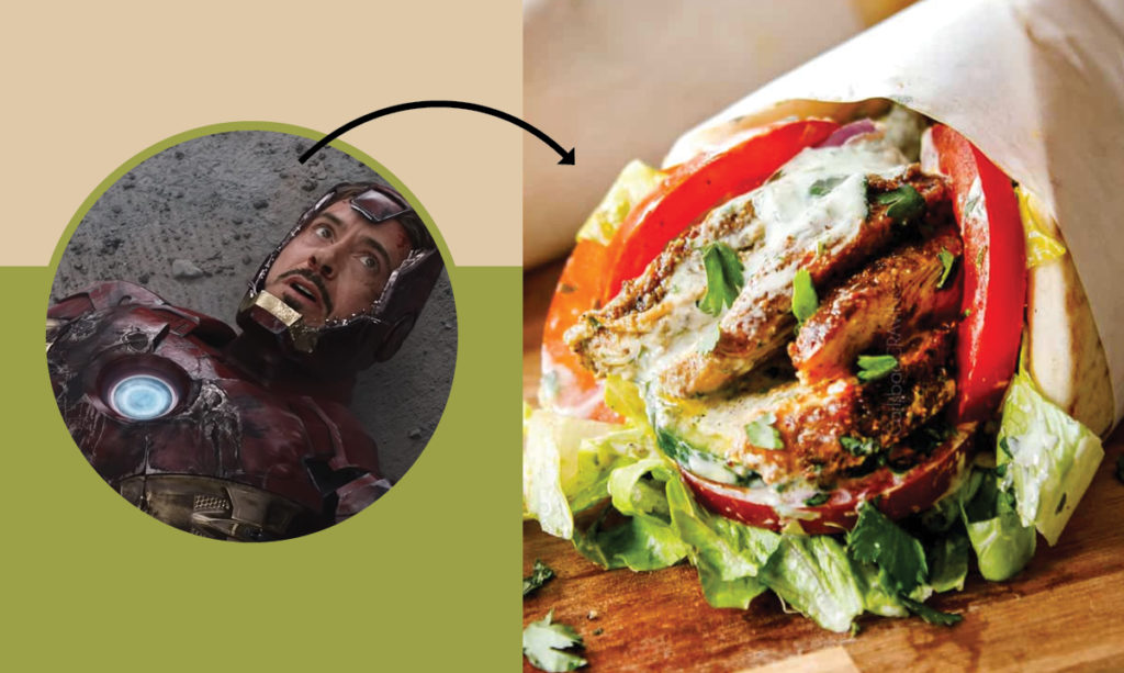 Image from The Avengers painting to a Shawarma