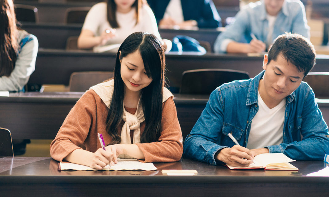 Two students in a college class