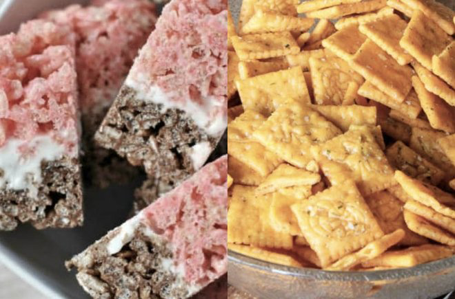 Collage of two DIY road trip snacks