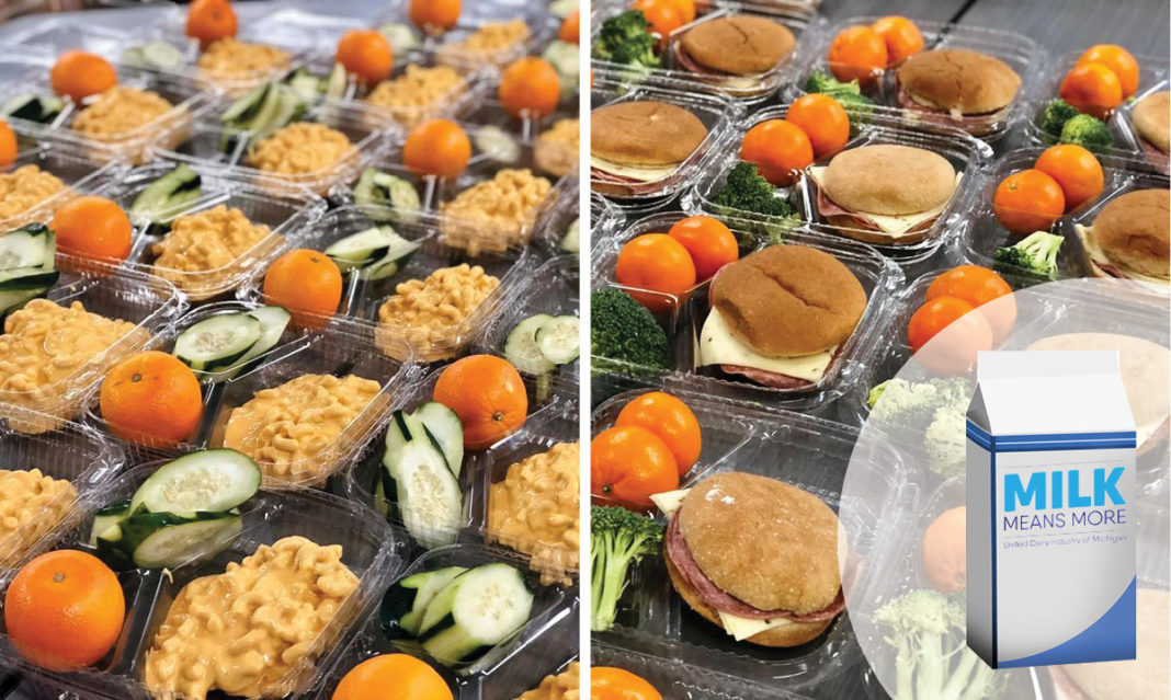 Close-up of school lunches