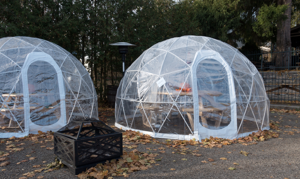 Two igloo dining huts