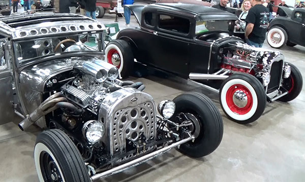 Two car displays at Autorama