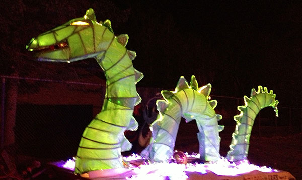 Green lighted dragon float